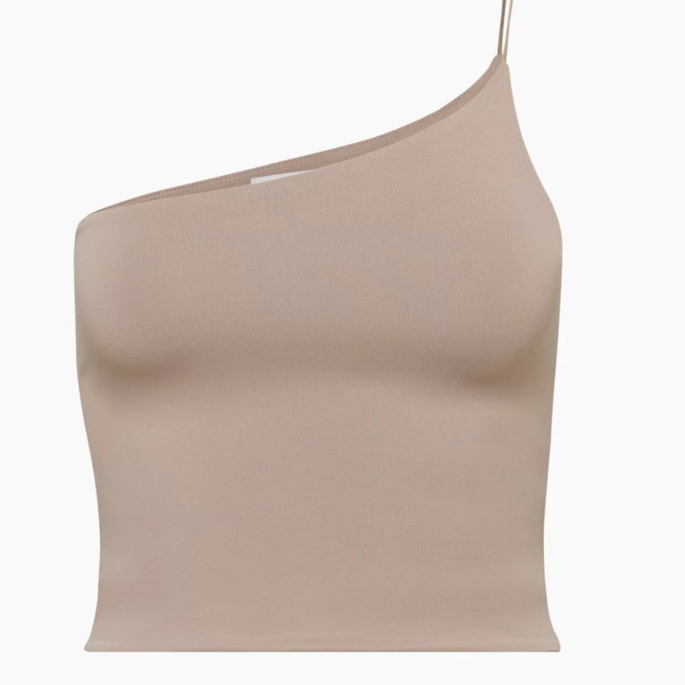 Aritzia Babaton Contour One-Shoulder Tank in Warm Taupe Size S